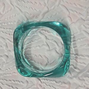 Clear Aqua Square Bangle Bracelet